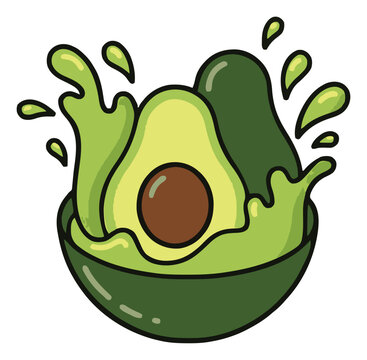 Fresh avocado salad bowl perspective vector illustra.... Generative AI