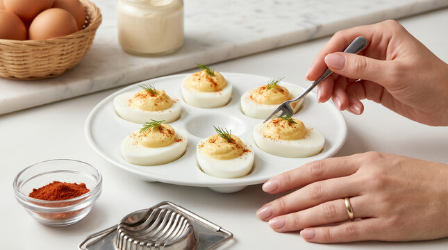 Classic American Deviled Eggs with Paprika & Dill | Traditional Appetizer