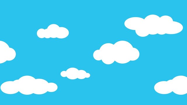 Bright blue sky with fluffy cartoon clouds suitable for weather, nature, communications, or leisurethemed concepts in design, advertising, or social media.