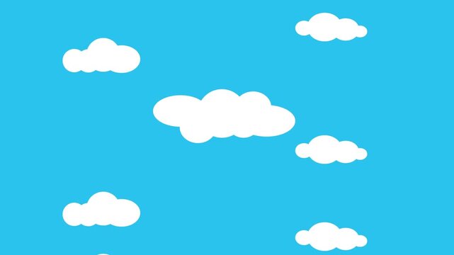 looping cartoon clouds from top to down animation white fluffy clouds and bright blue sky illustration, weatherrelated content, and nature themed designs. Ideal for backgrounds.