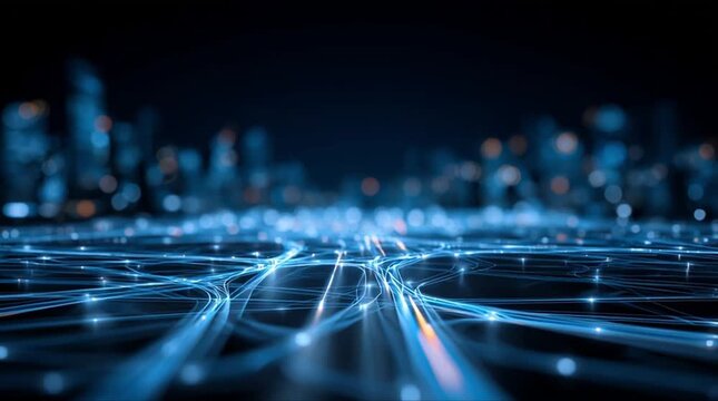 Dynamic organic data particles with energy wave flows and digital charts (AI Generated)