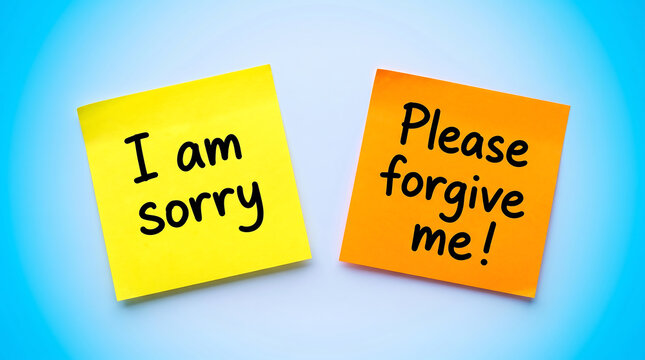 apology notes, colorful sticky notes, I am sorry, please forgive me, expressions of regret