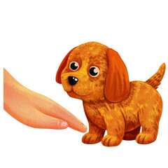 Obraz premium hand with a puppy