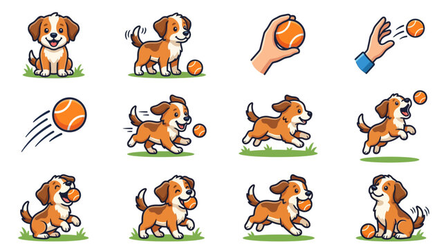 Dog Playing Catch with Ball Outdoors.