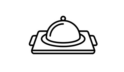 Fototapeta premium Covered Food Plate Linear Icon Restaurant Service Vector Symbol