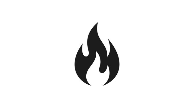 Black flame icon on white background.