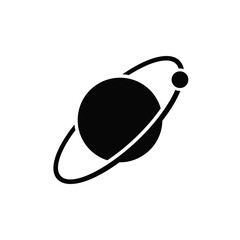 Black Planet with Ring System Icon. © bapak