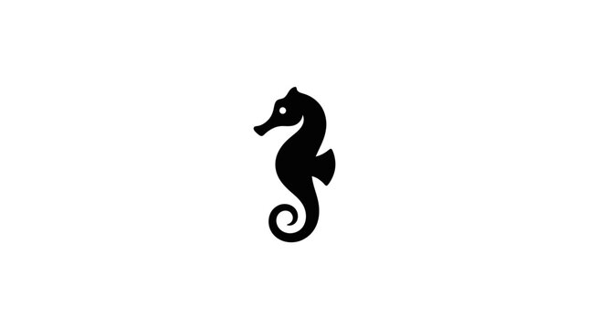 Black Seahorse Silhouette Ocean Animal.