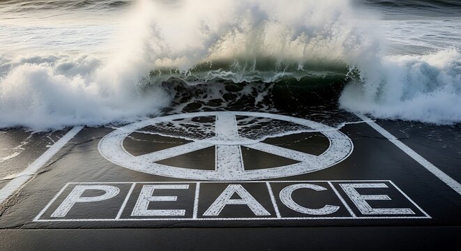 Peace symbol on a naval ship.