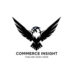 Naklejka premium Strong and modern falcon emblem with an intense gaze, perfect for business consulting, financial insight, or security firms.