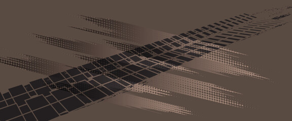 Tire Track Abstract Grunge Background Modern Minimalist Halftone Brush Stroke Racing Car Wheel Print Pattern Motion Texture Graphic Vector for Automotive Banner Layout © Ali
