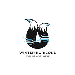 Fototapeta premium Promote a cool and serene outdoor image for your winter sports brand with this unique wolf tail and wave logo.