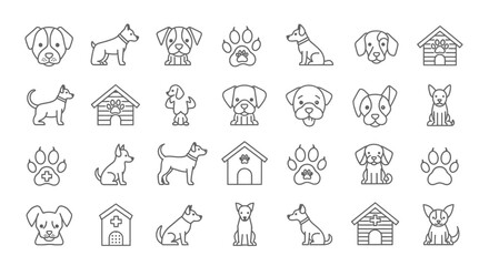 Fototapeta premium Dog icons and doghouse illustrations.