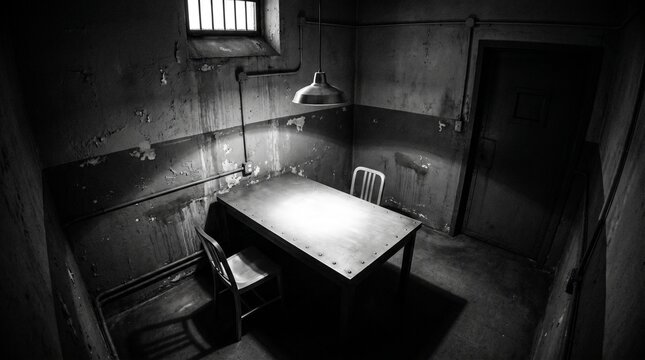 Dark Empty Police Interrogation Room