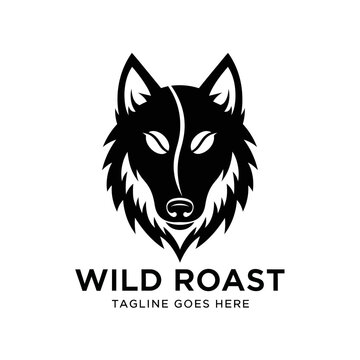 Clever and bold coffee brand logo featuring a fierce wolf head with coffee bean details for cafes and roasteries.
