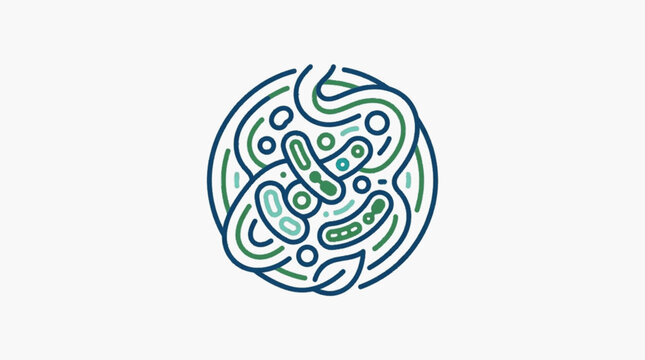 Microscopic organisms in a circular pattern illustration.