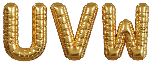 Golden Balloon Letters U, V, and W  © tongman