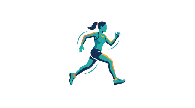 Female runner silhouette graphic.
