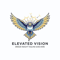 Fototapeta premium Vibrant bird emblem symbolizing elevated vision, spiritual awareness, and creative insight for modern branding.