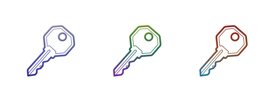 Three colorful key icons with gradient line art style