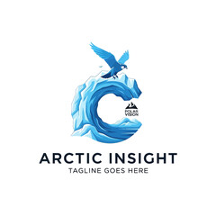Project a clean and professional environmental image with this stylized arctic iceberg logo for conservation and climate brands. © canteen