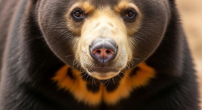 Close up of sun bear face.