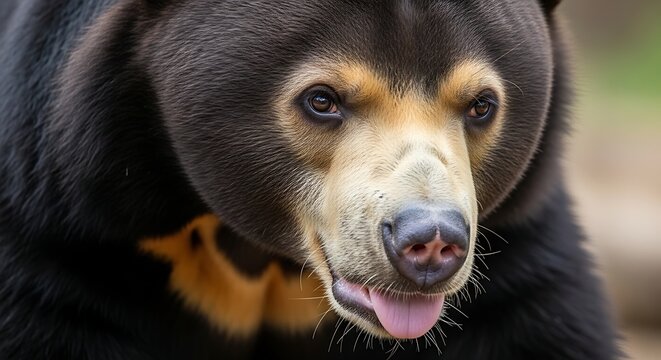 Close up of sun bear face.