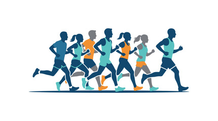 Fototapeta premium Group of diverse people jogging in athletic wear.