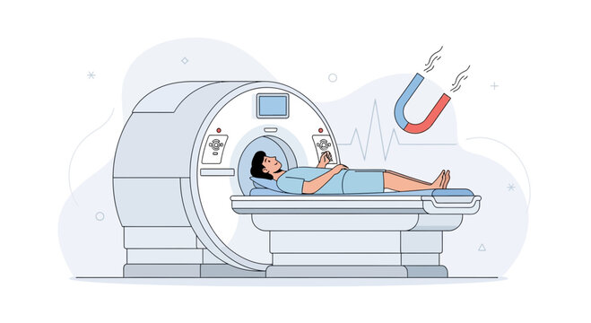 Patient Undergoing MRI Scan in Modern Medical Imaging Machine, Visualizing Magnetic Resonance Imaging Process