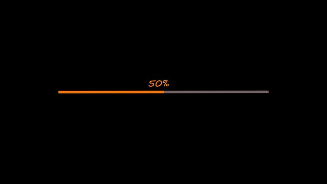 Futuristic Progress Loading Bar Animation with Percentage Indicator on Transparent Background 4K