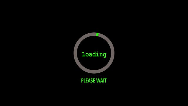 Abstract Circle Loading Icon Animation with Progress Bar and Percentage Indicator on Transparent Background 4K
