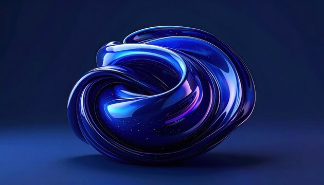 Abstract blue 3d fluid shape on dark background