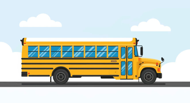 Yellow school bus on a road