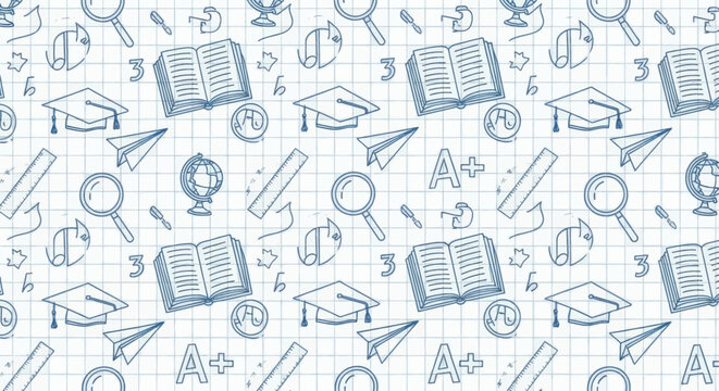 Seamless pattern of school and education icons