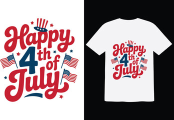 Fototapeta premium Happy 4th of July T Shirt Patriotic American Flag Independence Day Retro USA Celebration Graphic Tee