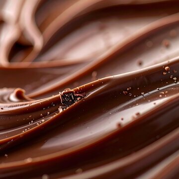 A close-up of smooth, melted chocolate with visible swirls (1)