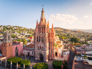 Naklejka premium Aerial view of the San Miguel Cathedral in Mexico City