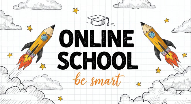 Online school be smart educational banner