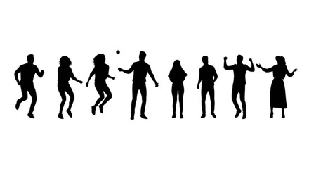 Obraz premium Black silhouettes of people dancing