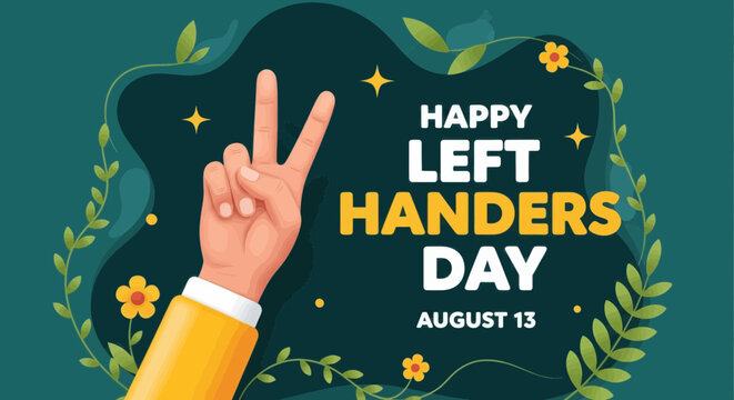 Happy left handers day greeting card
