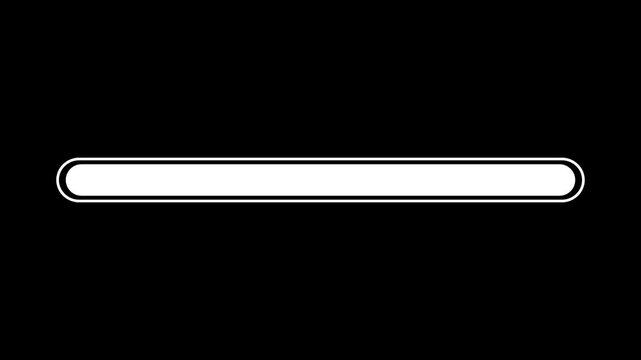 white loading bar animation isolated on a black background. 4k Video