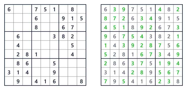 Sudoku puzzle grid with solved and unsolved sections for strategy  