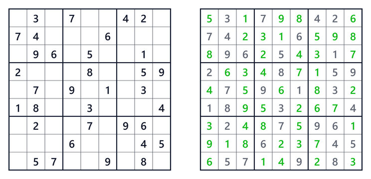 Sudoku puzzle grid displayed with filled and empty cells in green  