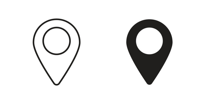 Pin icon set different line and flat style collection.