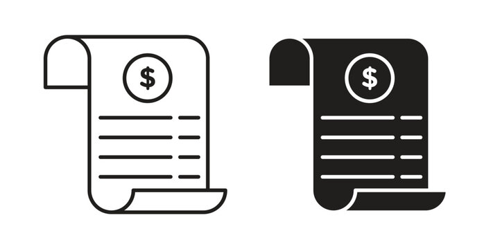 Receipt icon set different line and flat style collection.