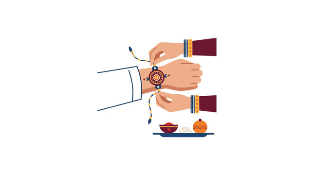 Indian Tradition Raksha Bandhan Tying Wrist Thread Ceremony