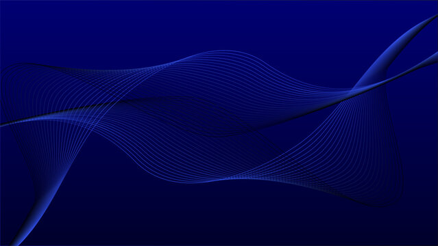 Abstract line blue fluid gradient light on dark background.