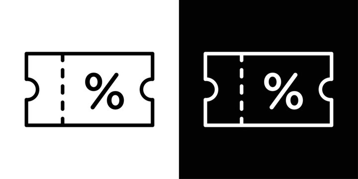 Promo code icon shown in black and white versions. Ideal for representing discounts, coupons, special offers, and promotions in apps and websites.