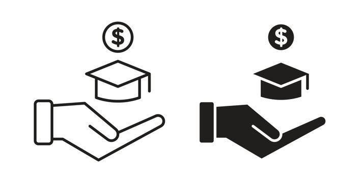 Scholarship fund icon set different line and flat style collection.