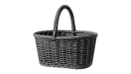 Woven Elegance: A rustic, dark gray woven basket with a sturdy handle stands ready for use, embodying simple charm and practicality. © Murshida